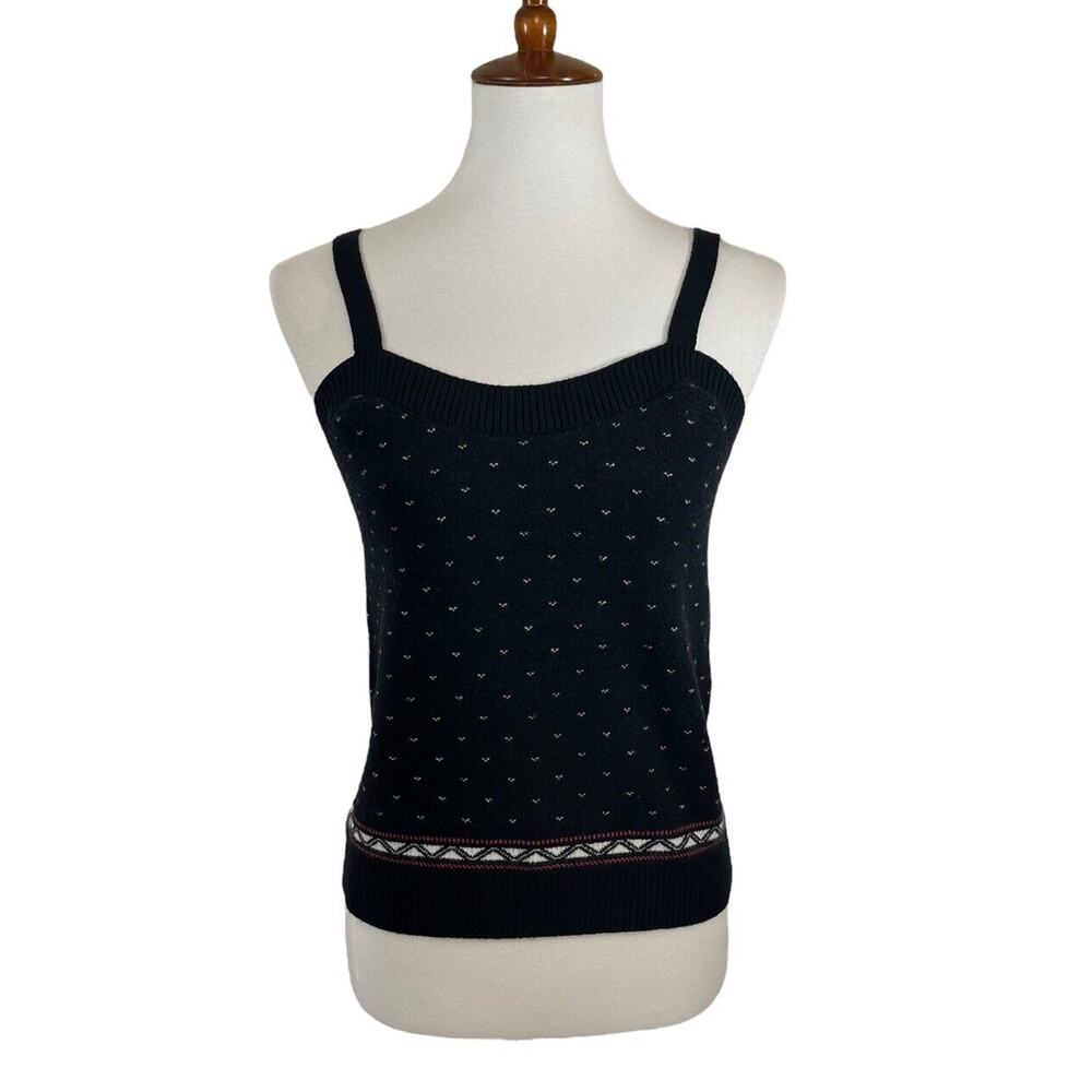 Anthropologie Maeve NWT Black Motif Knit Tank Sweater Size Medium